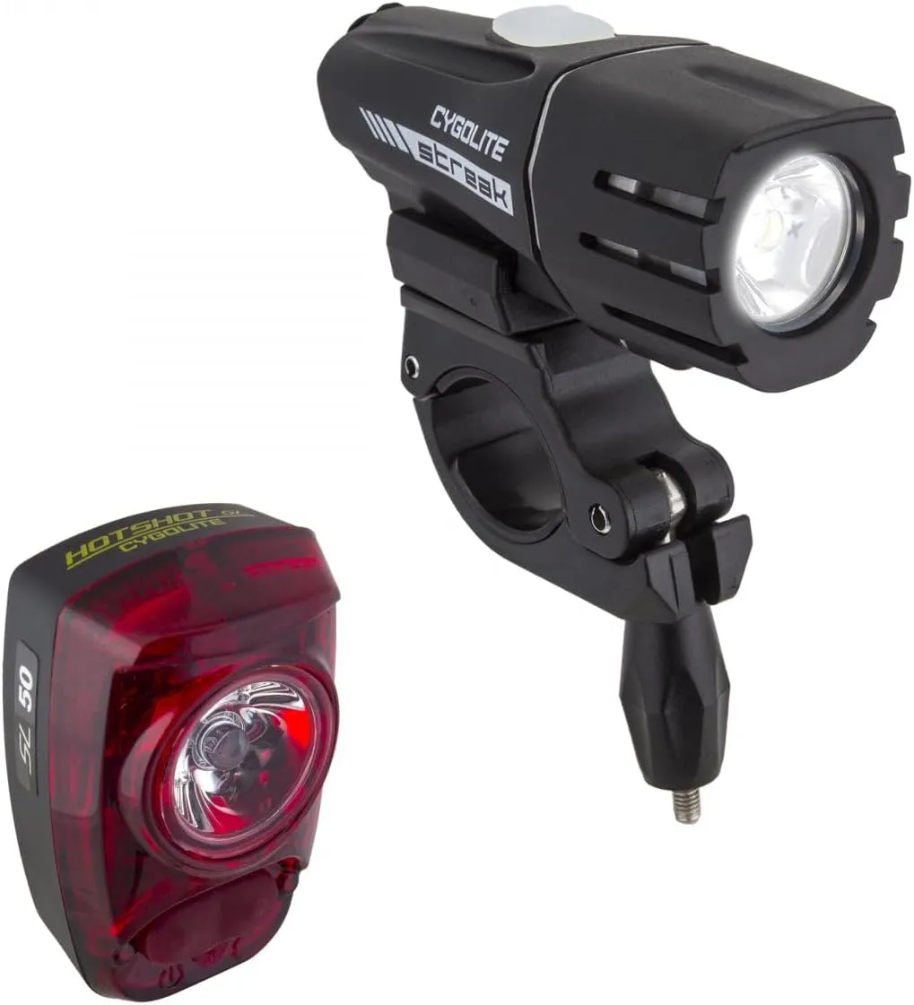 Cygolite Streak 450 Lumen Headlight & Hotshot SL 50 Lumen Tail Light USB Rechargeable Bike Light Combo Set