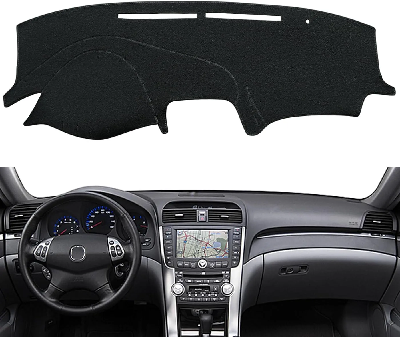 Dashboard Cover Dash Cover Mat Custom Fit for Acura TL 2004 2005 2006 2007 2008 with Climate Sensor,Without Dash Speakers and Light Sensor(Black) Y02