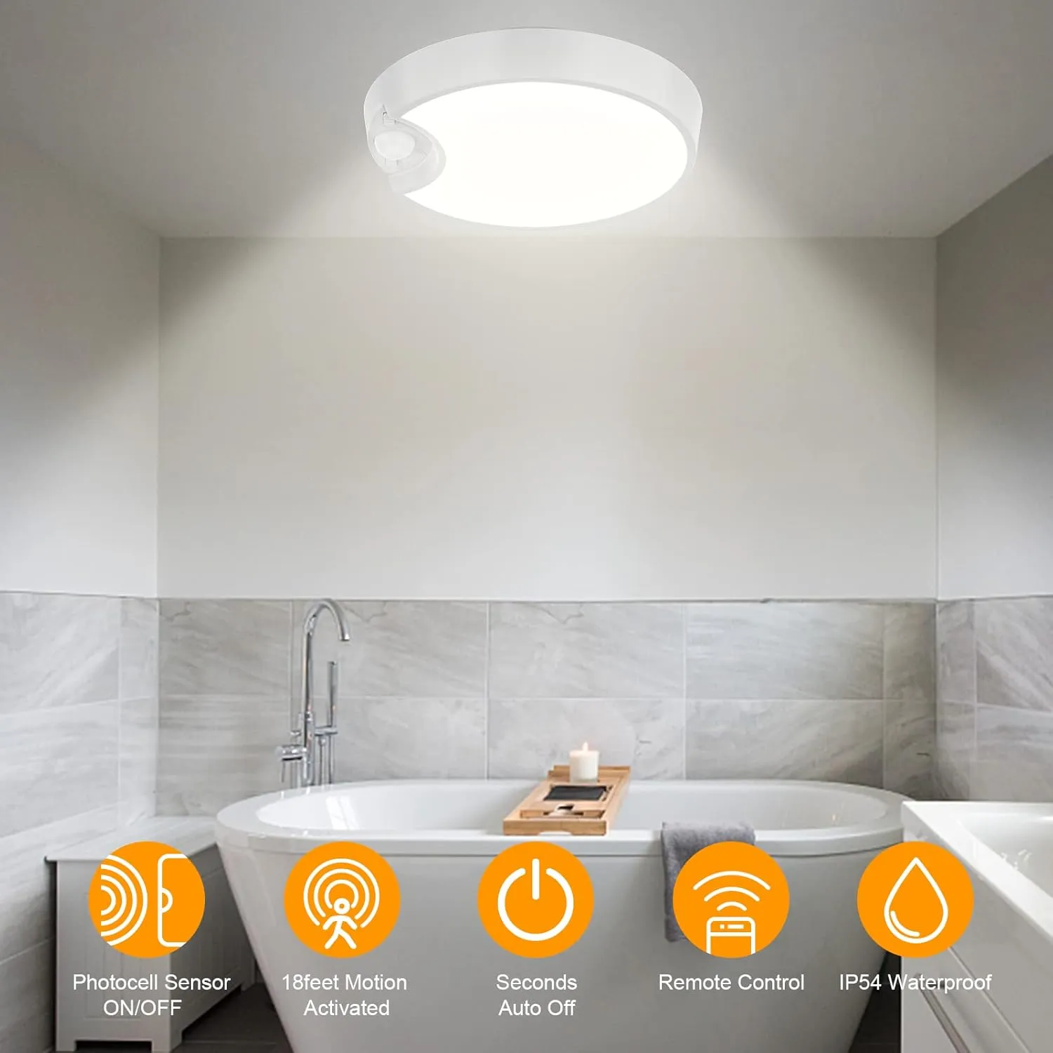 DEEPLITE Battery Ceiling Light Motion Sensor with Remote,Wireless Rechargeable Ceiling Light Motion Activated Light for Closet Bathroom Shower Hallway Pantry Laundry Stairs Garage Porch Shed - 2 Pack