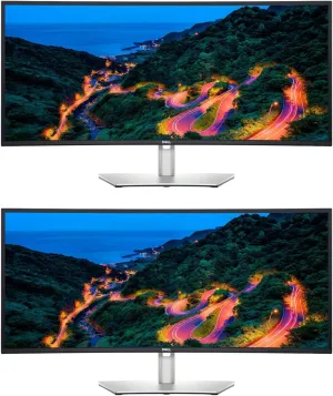 Dell U3425WE Curved 34-inch 1440P 2K WQHD 60Hz 5ms UltraSharp Monitor, 2-Pack Low Blue Light, Full Dock, Daisy Chain, IPS, HDMI, DisplayPort, USB Hub, 90W PD USB-C, Ethernet and Speakers (Renewed)