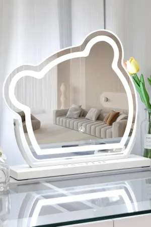 Desktop LED Makeup Mirror with Fill Light, Twisted Neck Bear Rotation Makeup Mirror, 3 Color Light, Smart Touch Control