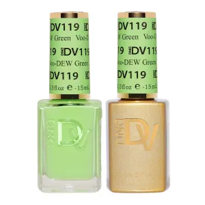 DND Diva Gel Polish Set, Soda Poppin Collection, UV/LED Gel Polish and Air Dry Nail Lacquer, Matching Chip-Free Polish Duo, 119 Voo-DEW Green, 0.5 Fl Oz
