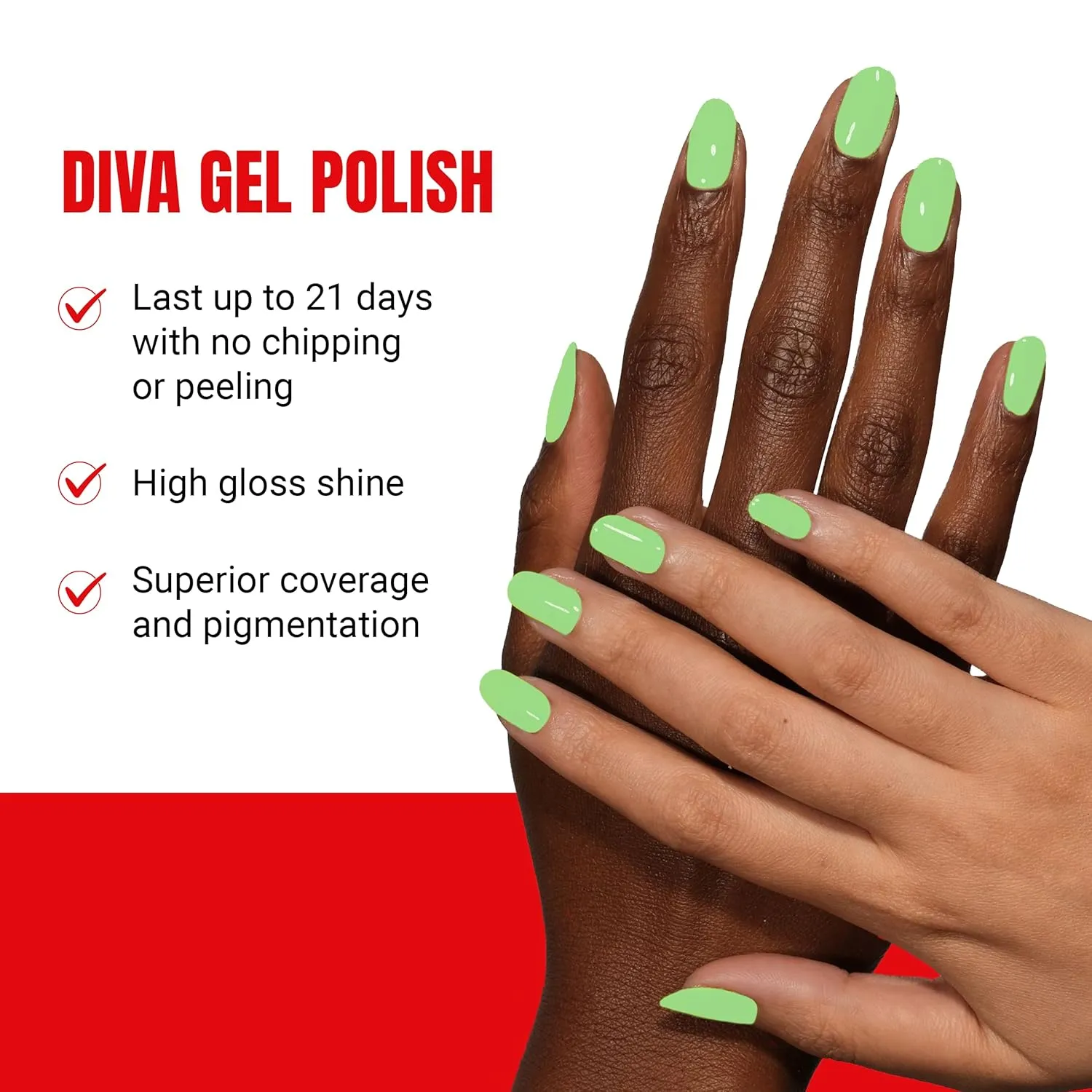 DND Diva Gel Polish Set, Soda Poppin Collection, UV/LED Gel Polish and Air Dry Nail Lacquer, Matching Chip-Free Polish Duo, 119 Voo-DEW Green, 0.5 Fl Oz