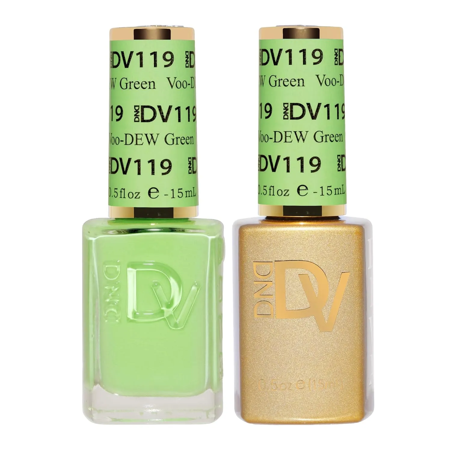 DND Diva Gel Polish Set, Soda Poppin Collection, UV/LED Gel Polish and Air Dry Nail Lacquer, Matching Chip-Free Polish Duo, 119 Voo-DEW Green, 0.5 Fl Oz