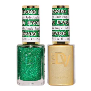 DND Gel Diva Polish Set, Mirrorball Collection, UV/LED Gel Polish and Air Dry Nail Lacquer, Matching Chip-Free Polish Duo, Green030 Jade Jingle, 0.5 Fl Oz Each