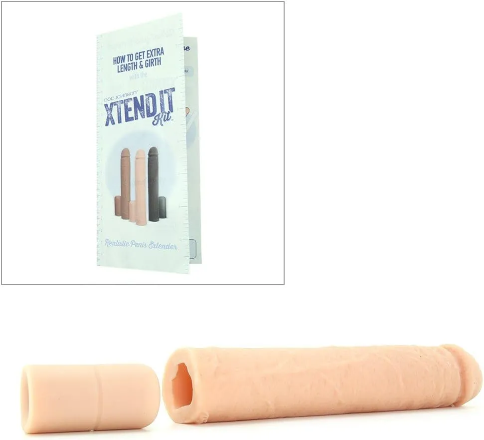 Doc Johnson Xtend It Kit - Realistic and Customizable Penis Extension Kit - Add 1-to-3 inches - White