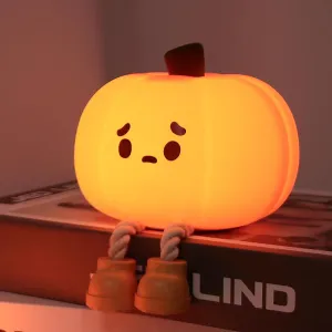 DREAMING MY DREAM Cute Pumpkin Night Light Silicone LED Lamp Rechargeable Bedside Touch Lamp,Nursery Pumpkin nightlight for Kids,Halloween Decor Toy,Breastfeeding for Baby