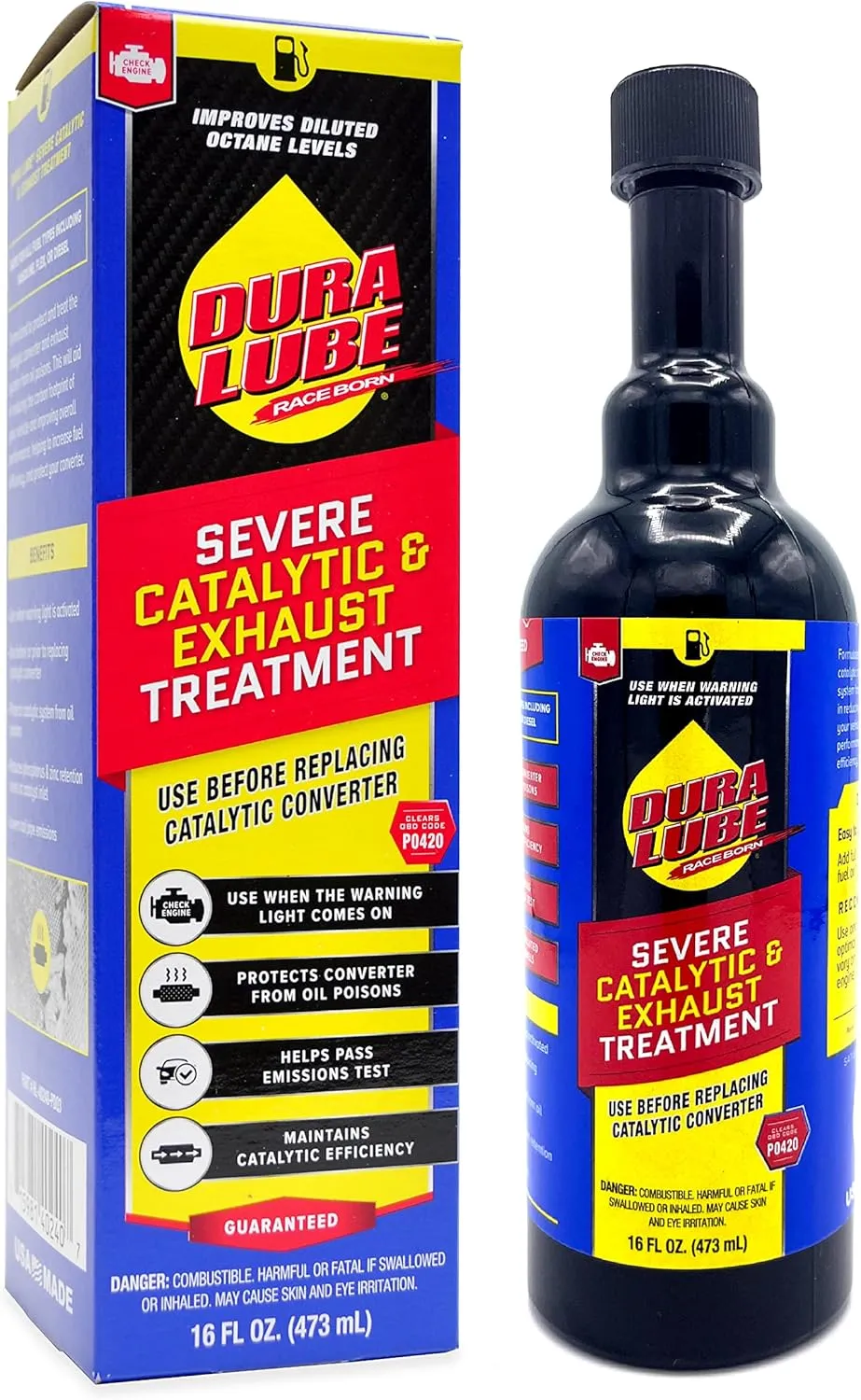 DURA LUBE 2 Pack Severe Catalytic and Exhaust Treatment Cleaner Fuel Additive, 16 fl. Oz, 2-Pack Combo Pack