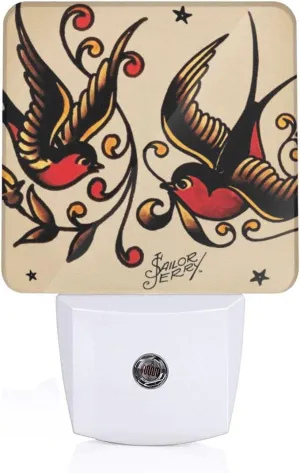 Dusk to Dawn Sensor Led Night Light Astilnet Sailor Jerry Tattoo Night Lamp Wall Light for Bedroom Hallway