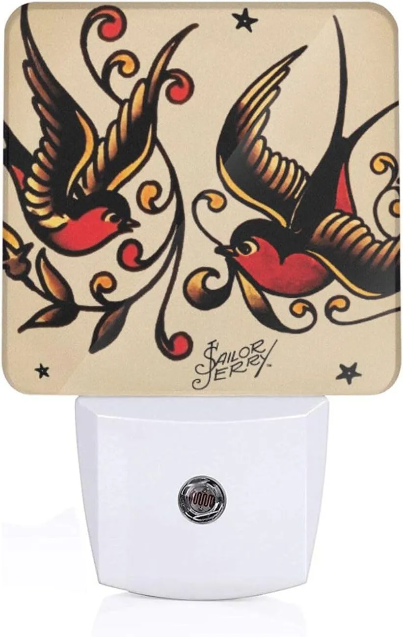 Dusk to Dawn Sensor Led Night Light Astilnet Sailor Jerry Tattoo Night Lamp Wall Light for Bedroom Hallway