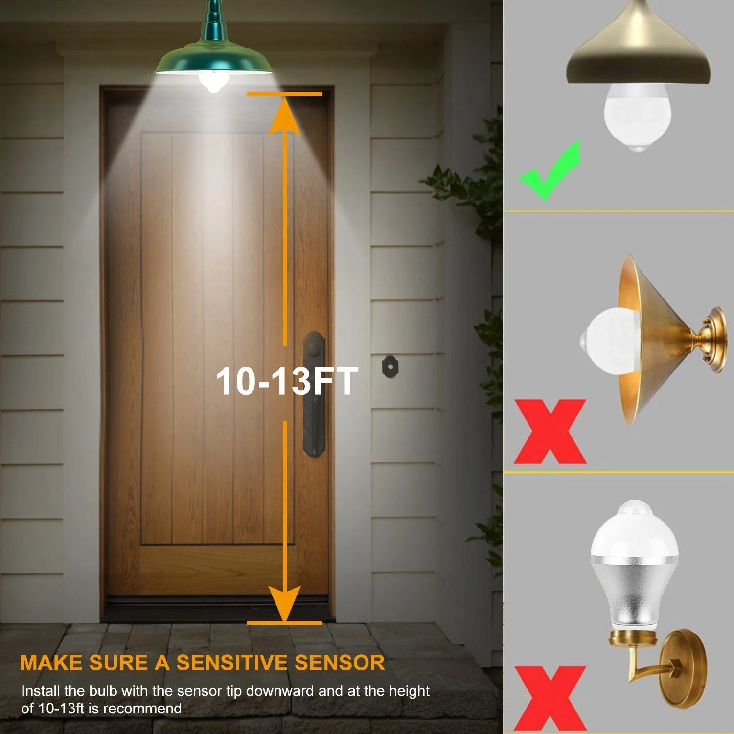 E27 Motion Sensor Light Bulb 1000LM 6500K Dust to Dawn Automatic