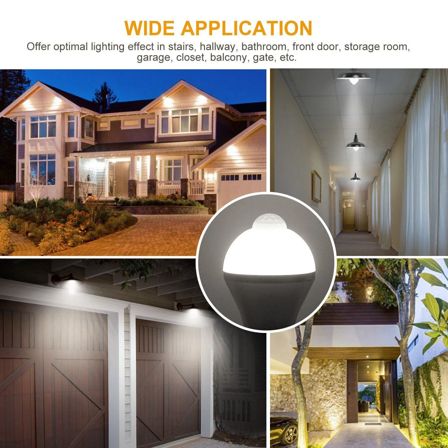 E27 Motion Sensor Light Bulb 1000LM 6500K Dust to Dawn Automatic