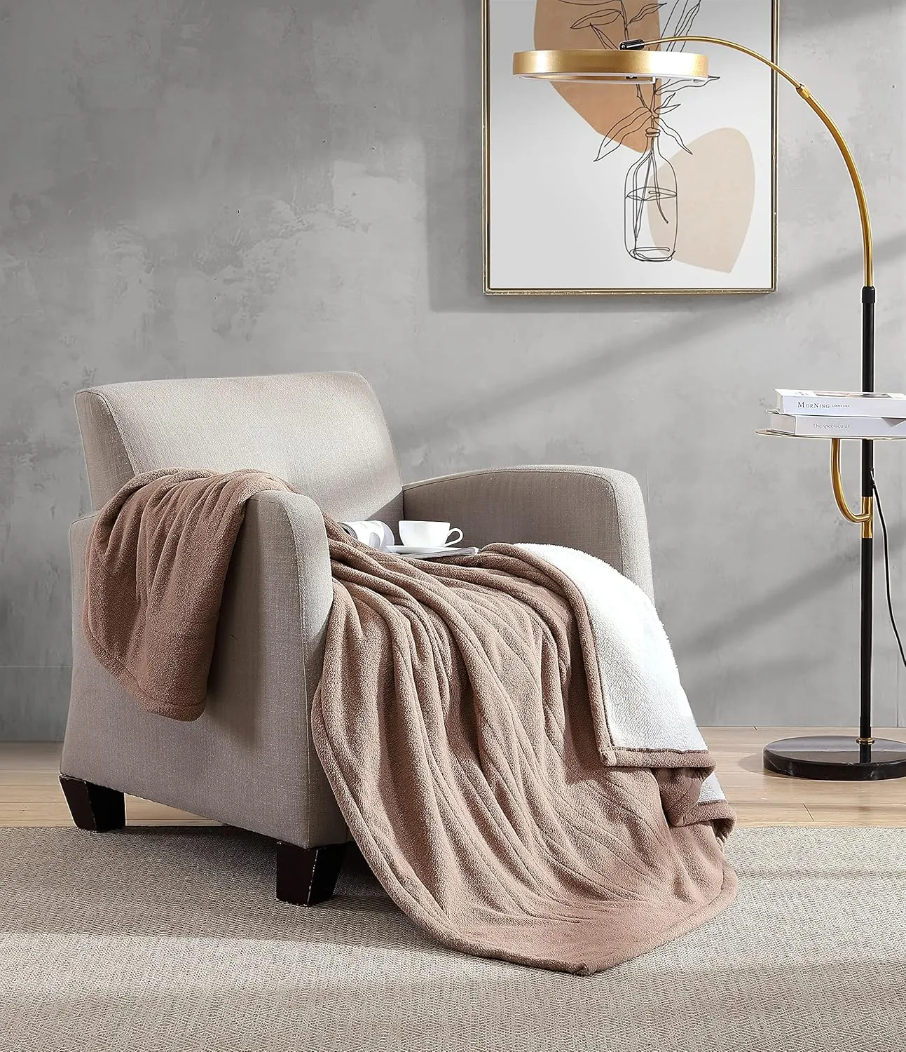 Eddie Bauer - Throw Blanket, Soft & Plush Heated Blanket, Cozy Fleece Bedding with Sherpa Reverse, 5 Heat Setting, Linen