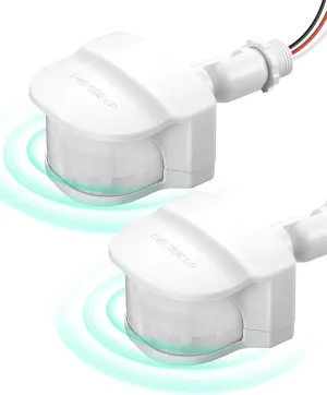 EDISHINE 2 Pack 240° Motion Sensor, Replacement Motion Detector for Outdoor Lights, Adjustable Time & Detection Range Up to 60FT, 3 Modes PIR Motion Sensor for Floodlight, White, UL Listed