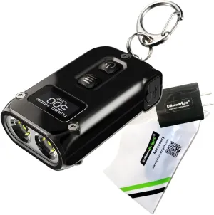 EdisonBright Nitecore TINI2 SS Stainless Steel 500 Lumen USB Rechargeable LED Keychain Light Brand Charging Adapter