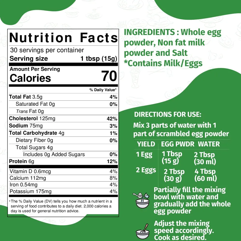 Eggylicious Egg Scramble Mix – Made w/ Hormones Free Whole Eggs/Protein Packed –Easy & Delicious Breakfast - Ideal for Outdoors/Camping/Backpacking – Preservatives Free – Easy Storing 1 lb Jar