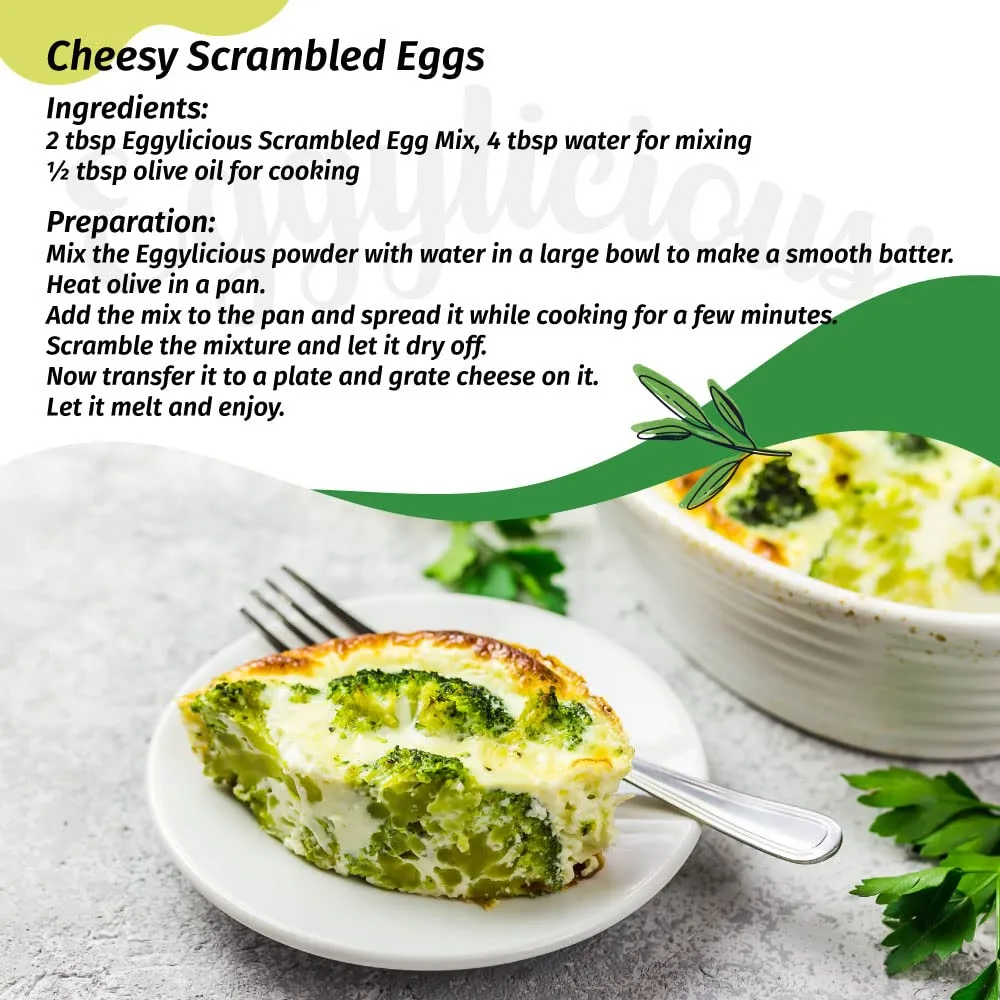 Eggylicious Egg Scramble Mix – Made w/ Hormones Free Whole Eggs/Protein Packed –Easy & Delicious Breakfast - Ideal for Outdoors/Camping/Backpacking – Preservatives Free – Easy Storing 1 lb Jar