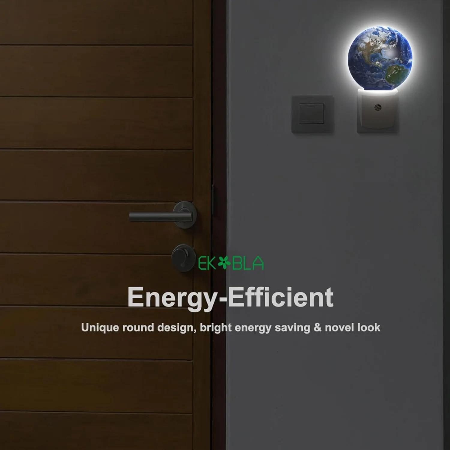 EKOBLA Earth Novelty Night Lamp Blue Planet Ocean Mountain Space Universe Night Lights Plug into Wall Auto Sensor LED for Boys Girls Men Women Home Decor Holiday Gifts