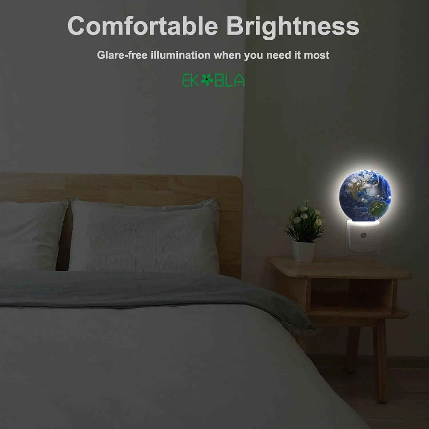 EKOBLA Earth Novelty Night Lamp Blue Planet Ocean Mountain Space Universe Night Lights Plug into Wall Auto Sensor LED for Boys Girls Men Women Home Decor Holiday Gifts