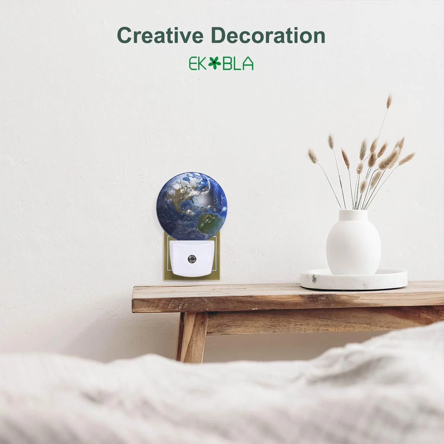 EKOBLA Earth Novelty Night Lamp Blue Planet Ocean Mountain Space Universe Night Lights Plug into Wall Auto Sensor LED for Boys Girls Men Women Home Decor Holiday Gifts