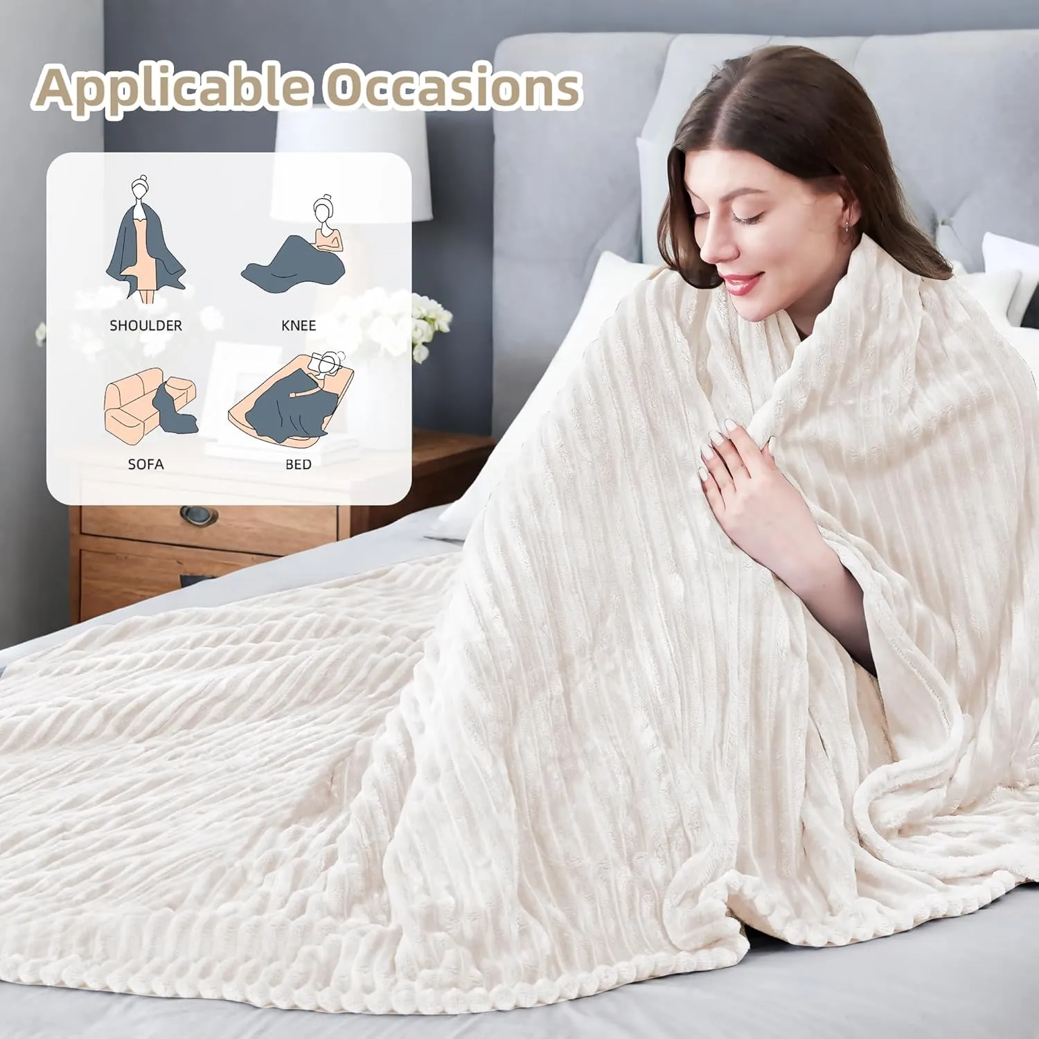 Electric Blanket 72"x84" Full Size Heated Blanket with 10 Heat Settings & 1-12 Hours Auto-Off,Reversible Cozy Silky Flannel Fabric Warm Blanket Large Size for Full Body - Cream