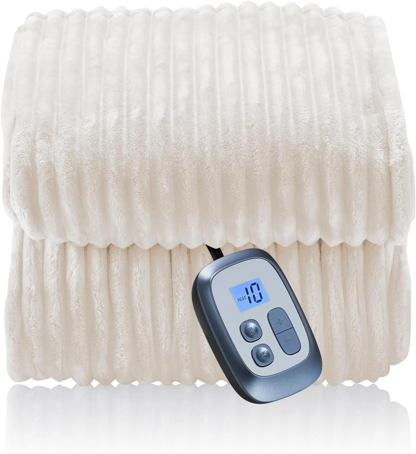 Electric Blanket 72"x84" Full Size Heated Blanket with 10 Heat Settings & 1-12 Hours Auto-Off,Reversible Cozy Silky Flannel Fabric Warm Blanket Large Size for Full Body - Cream