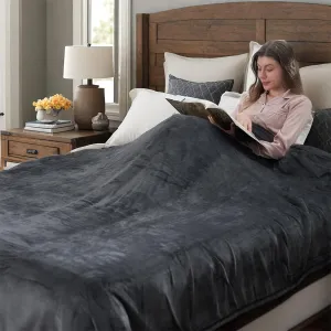 Electric Blanket 72"x84" Full Size Heated Blanket with 6 Heat Settings & 10 Hours Auto-Off,Thickened Flannel and Sherpa Warm Blanket for Full Body-Dark Gray