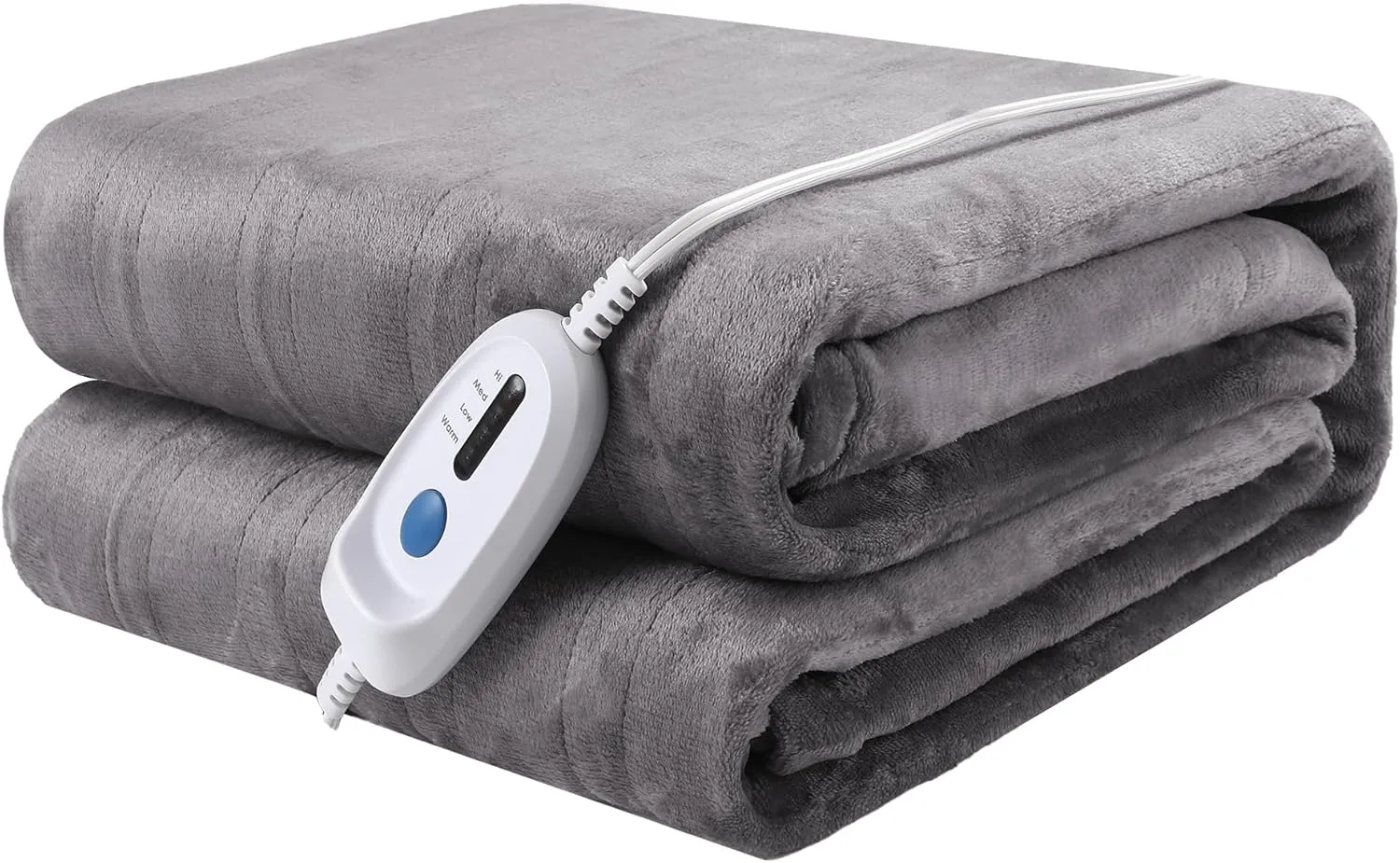 Electric Blanket Full Size 72" x 84" Flannel Heated Blanket,10 Hours Timer Auto-Off,4 Heating Levels, for Bedroom Office Couch, Grey