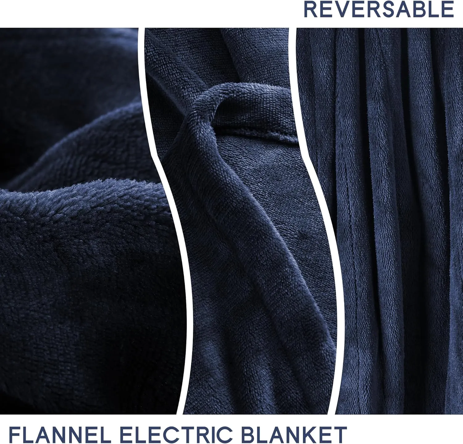 Electric Blanket Full Size 72''x84'', Soft Flannel Heated Blanket with 10 Hour Auto Off - 5 Heat Settings - Machine Washable - Blue