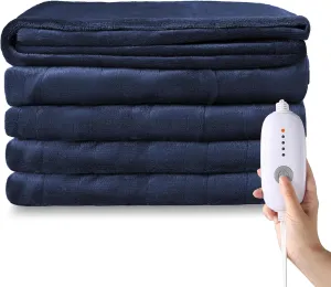 Electric Blanket Full Size 72''x84'', Soft Flannel Heated Blanket with 10 Hour Auto Off - 5 Heat Settings - Machine Washable - Blue