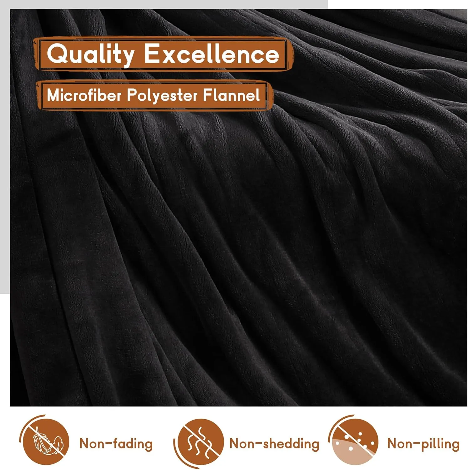 Electric Blanket Full Size 72''x84'', Soft Flannel Heating Blanket with 10 Hour Auto Off - 5 Heat Settings - Machine Washable - Black