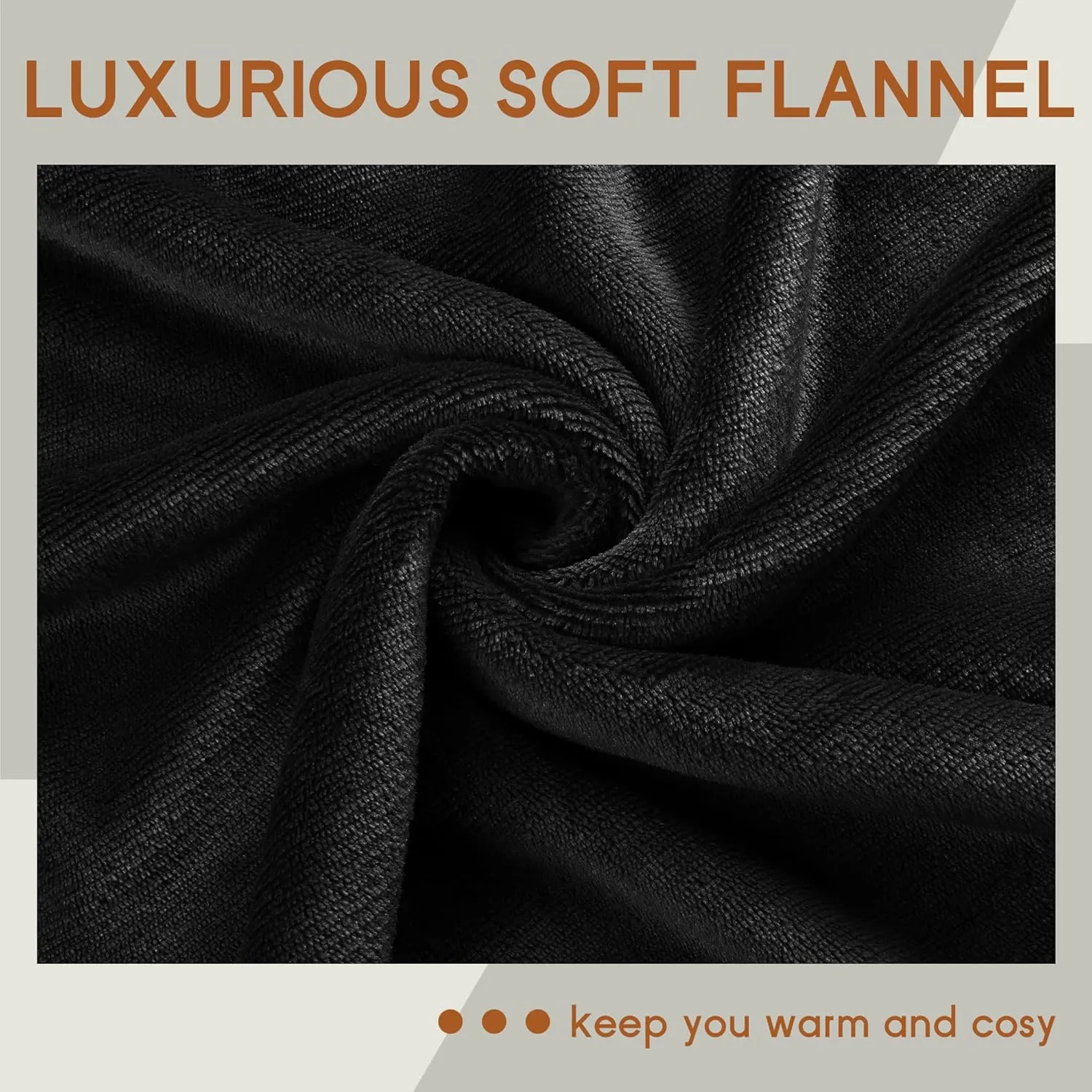 Electric Blanket Full Size 72''x84'', Soft Flannel Heating Blanket with 10 Hour Auto Off - 5 Heat Settings - Machine Washable - Black