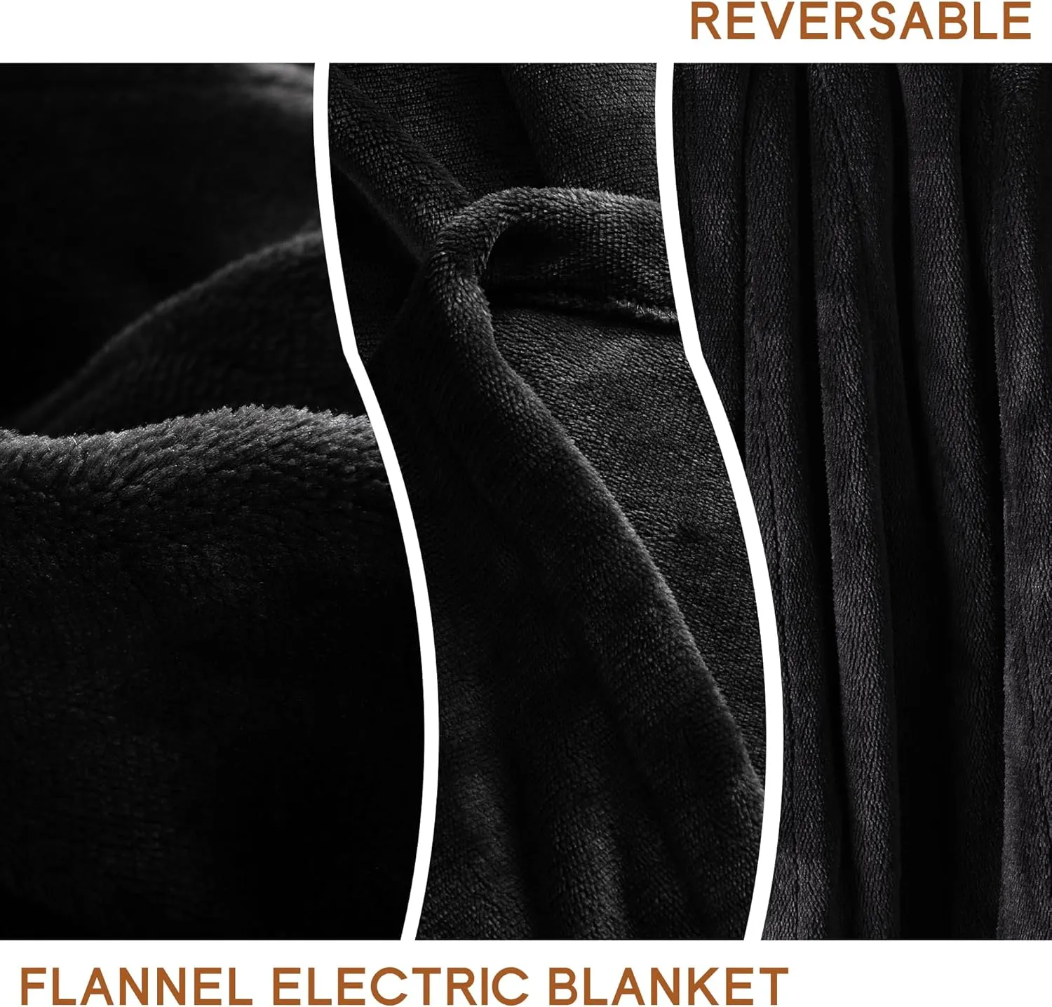 Electric Blanket Full Size 72''x84'', Soft Flannel Heating Blanket with 10 Hour Auto Off - 5 Heat Settings - Machine Washable - Black