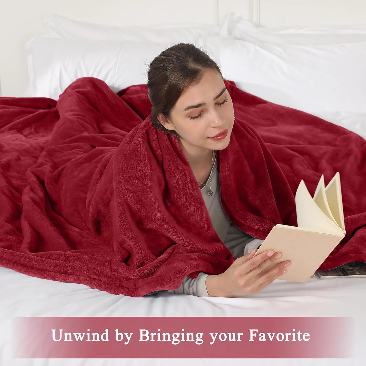 Electric Blanket Full Size, Super Soft Cozy Upgraded Flannel Heated Blanket with 6 Heating Levels & 1-10 Hours Auto Off, Fast Heating Blanket for Home Office, Machine Washable, 72" x 84", Burgundy