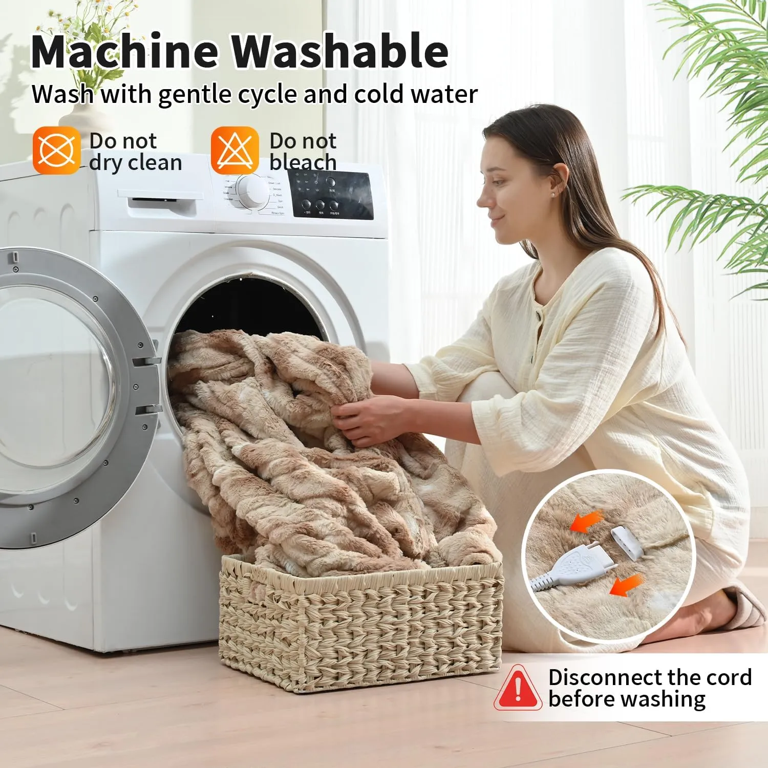 Electric Blanket King Size, Dual Control Heated Blankets (90"x100") 10 Heat Settings & 0.5-12 Hours Adjustable Timer, Soft Plush Faux Fur，Overheat Protection,ETL Certified, Machine Washable