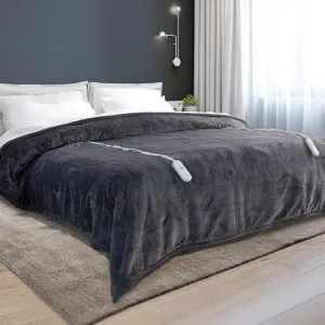 Electric Blanket King Size - Heated Blanket with Dual Control, 5 Heating Levels, 10 Hrs Auto Off, Soft Fleece Sherpa Flannel Warming Blanket for Bed, Machine Washable, 90×100", Grey