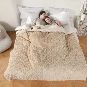 Electric Blanket Queen Size, 3D Pattern Design Heated Blanket Queen Super Cozy Sherpa with 5 Heating Levels & 10 Hours Auto Off, Beige