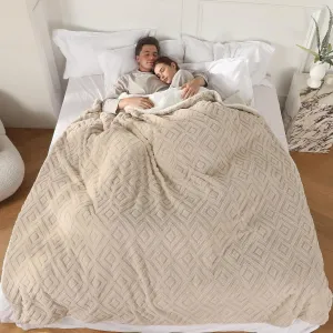 Electric Blanket Queen Size, Heated Blanket with 5 Heat Settings & 10 Time Settings, Super Soft Cozy Sherpa Blanket with Fast Heating for Home Office Use, 84 x 90 Inches, Light Khaki