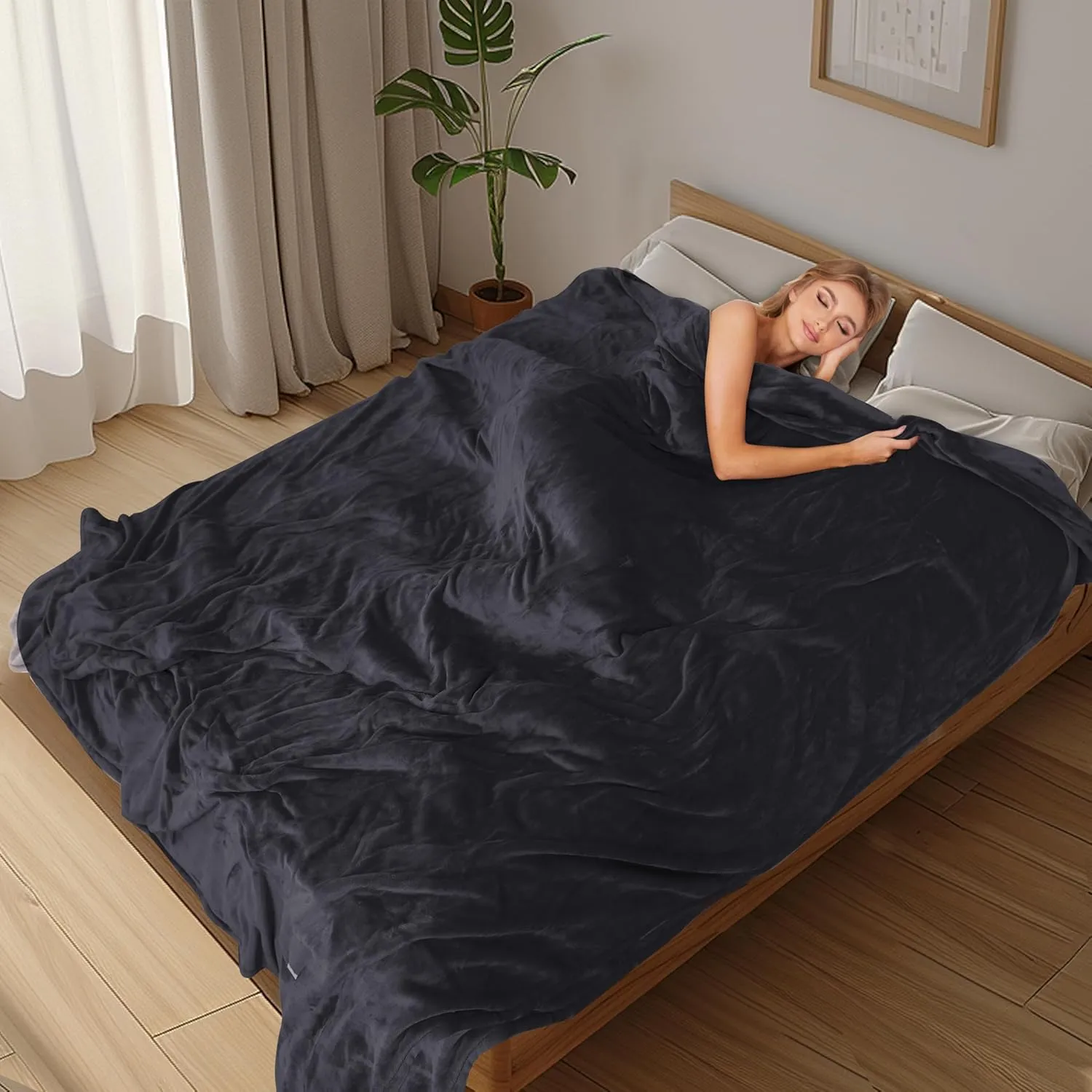 Electric Heated Blanket 72" x 84" Full Size Breathable Warm Flannel Heated Blanket with 4 Heating Levels & 10 Hours Auto Shut off, Control Temperature and Washable, For Sofa and Bed - Dark Grey