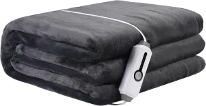 Electric Heated Blanket 72" x 84" Full Size Breathable Warm Flannel Heated Blanket with 4 Heating Levels & 10 Hours Auto Shut off, Control Temperature and Washable, For Sofa and Bed - Dark Grey