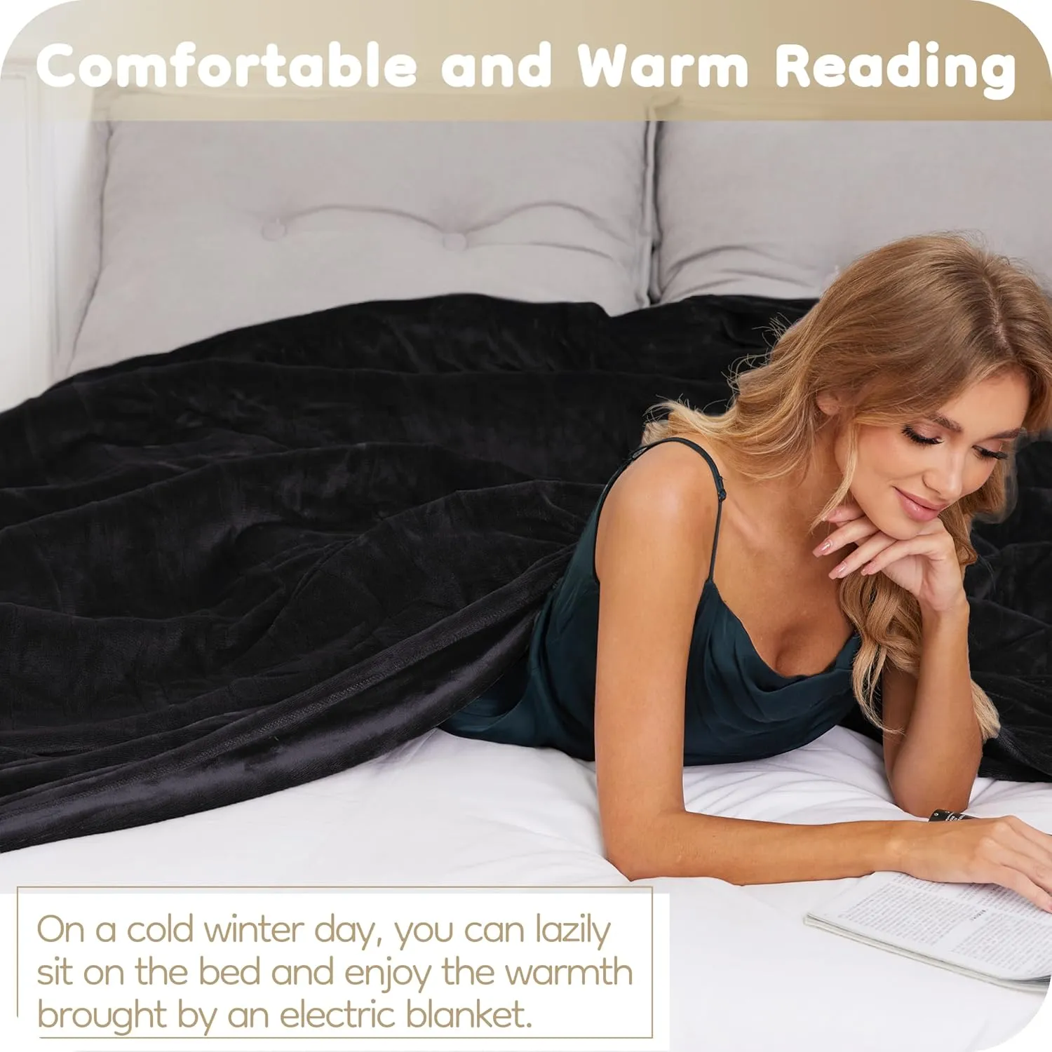 Electric Heated Blanket 72" x 84" Full Size Breathable Warm Flannel Heated Blanket with 4 Heating Levels & 10 Hours Auto Shut off, Control Temperature and Washable, For Sofa and Bed - Dark Grey