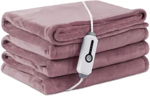 Electric Heated Blanket 72" x 84" Full Size Breathable Warm Flannel Heated Blanket with 4 Heating Levels & 10 Hours Auto Shut Off, Control Temperature and Washable, for Sofa and Bed - Purple
