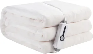 Electric Heated Blanket 72" x 84" Full Size Breathable Warm Flannel Heated Blanket with 4 Heating Levels & 10 Hours Auto Shut Off, Control Temperature and Washable, for Sofa and Bed White