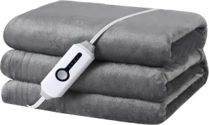Electric Heated Blanket 72" x 84" Full Size Flannel Fabric with 4 Heating Levels & 10 Hours Auto Shut Off, Breathable Warm and Washable for Soft and Bed - Light Grey