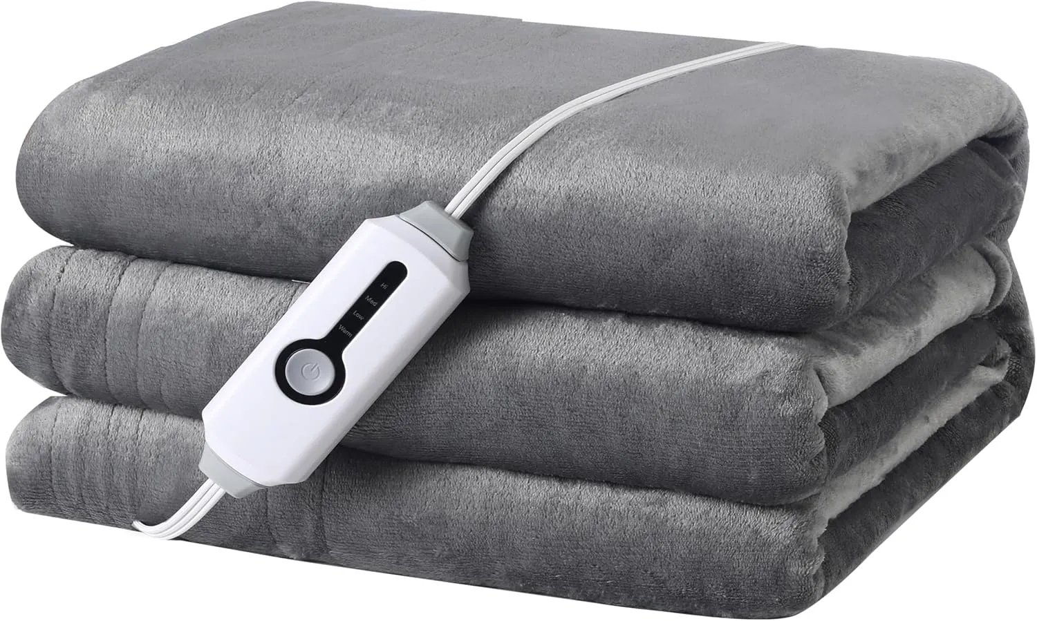 Electric Heated Blanket 72" x 84" Full Size Flannel Fabric with 4 Heating Levels & 10 Hours Auto Shut Off, Breathable Warm and Washable for Soft and Bed - Light Grey