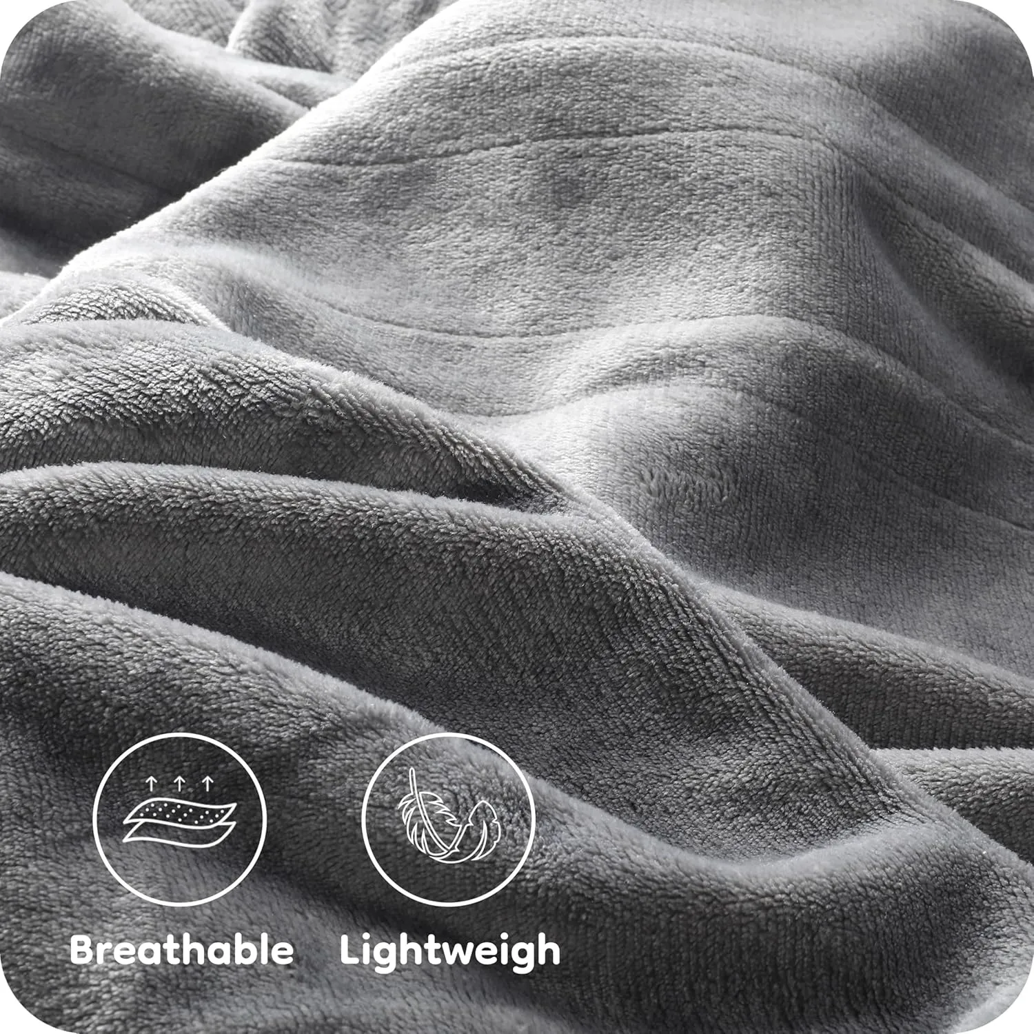 Electric Heated Blanket 72" x 84" Full Size Flannel Fabric with 4 Heating Levels & 10 Hours Auto Shut Off, Breathable Warm and Washable for Soft and Bed - Light Grey