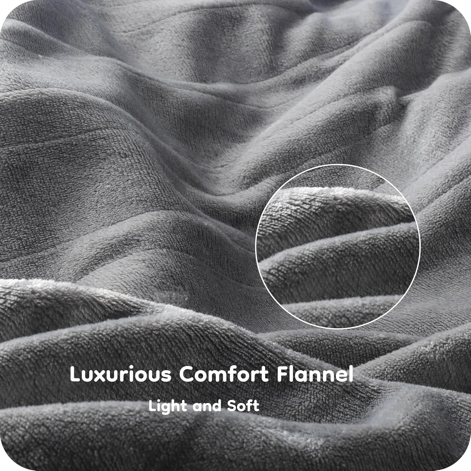 Electric Heated Blanket 72" x 84" Full Size Flannel Fabric with 4 Heating Levels & 10 Hours Auto Shut Off, Breathable Warm and Washable for Soft and Bed - Light Grey