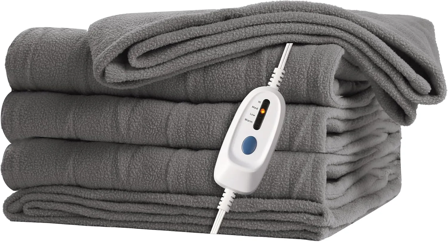 Electric Heated Blanket 72"x 84" Full Size, 4 Heating Levels and 10-Hour Auto Off, Lightweight and Breathable - Ash Grey