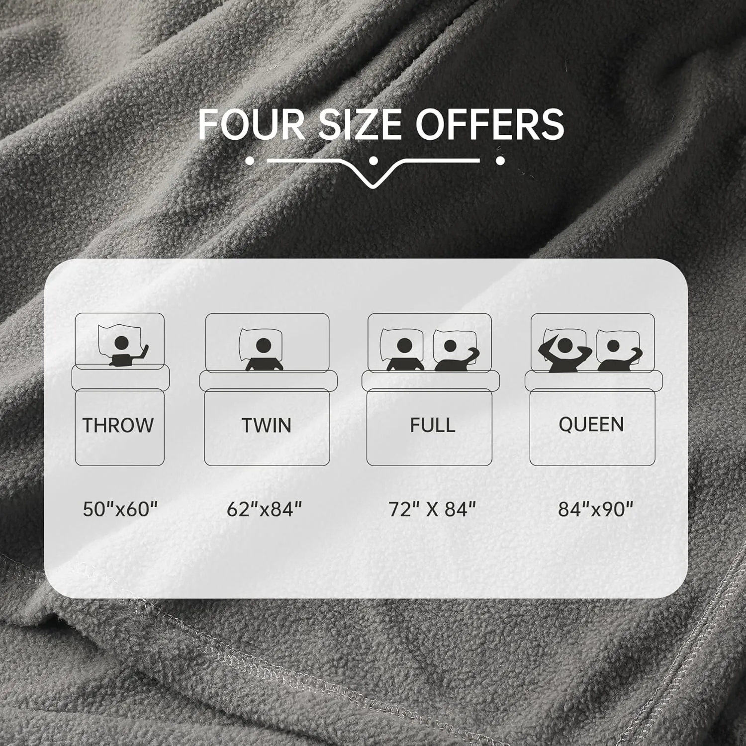 Electric Heated Blanket 72"x 84" Full Size, 4 Heating Levels and 10-Hour Auto Off, Lightweight and Breathable - Ash Grey