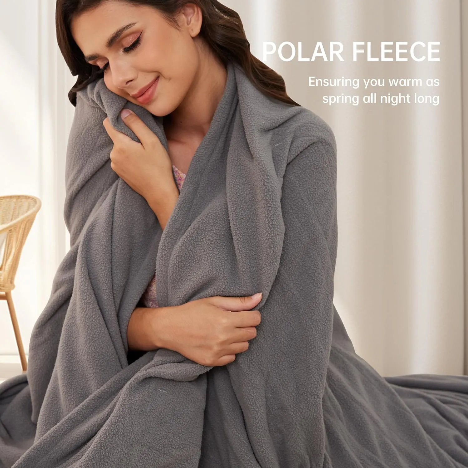 Electric Heated Blanket 72"x 84" Full Size, 4 Heating Levels and 10-Hour Auto Off, Lightweight and Breathable - Ash Grey